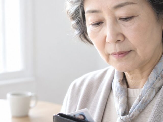 지갑을 손에 쥐고 잠시 멈춰 선 70대 여성
